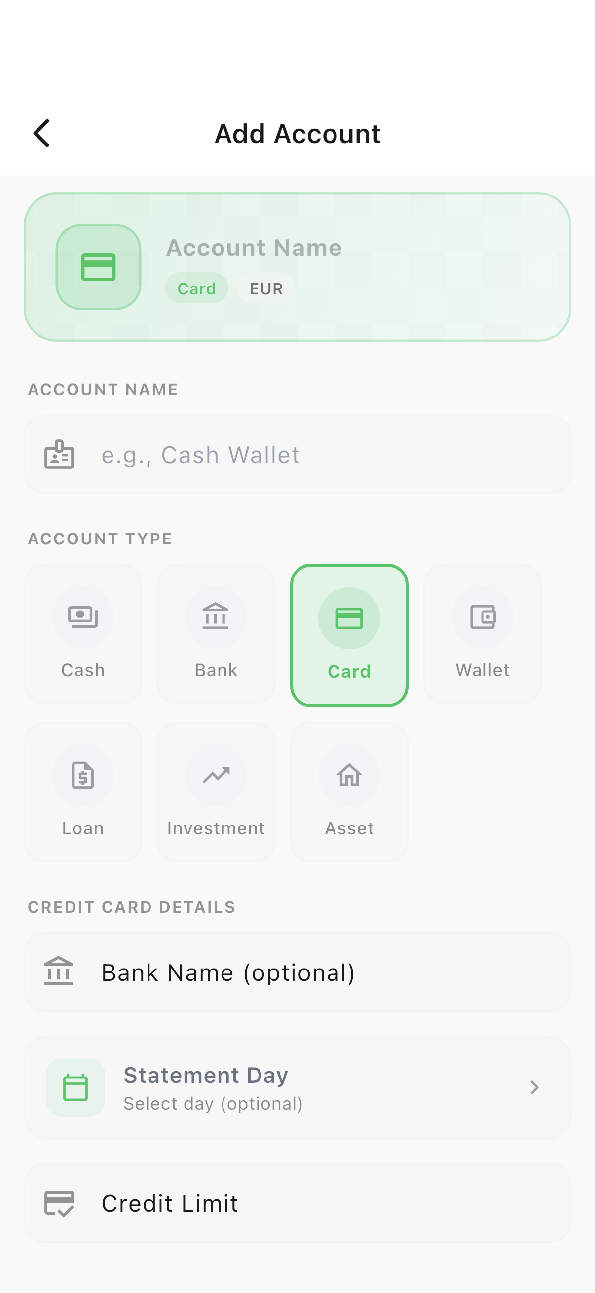 Add credit card fields